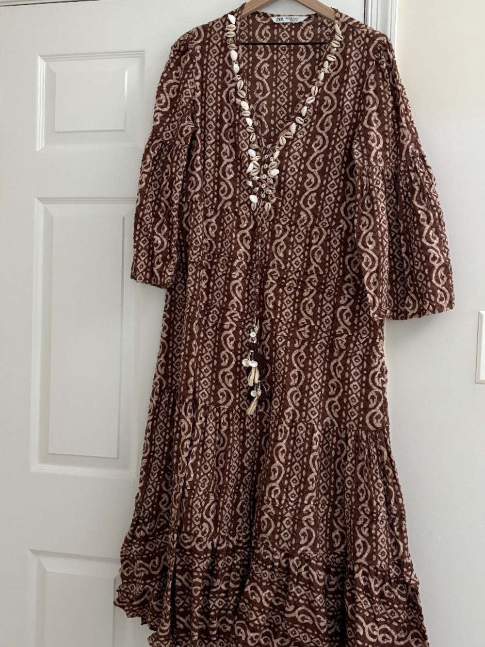 Zara Brown Printed Maxi Dress